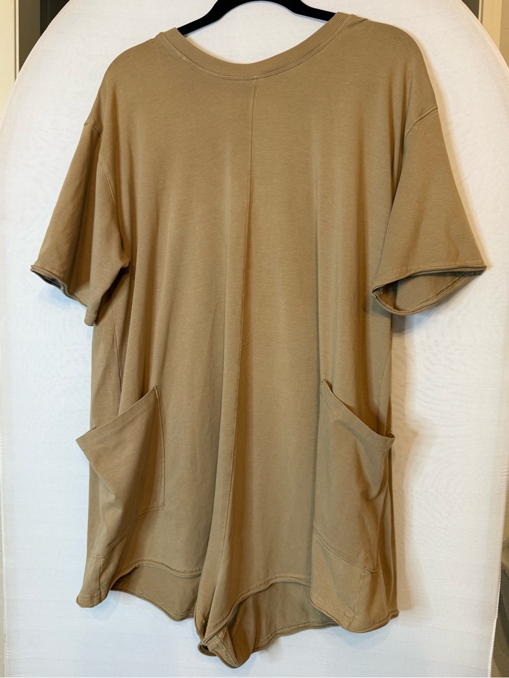 Free People FP Movement Womens M Tan Oversized V Neck Tunic Top Pockets